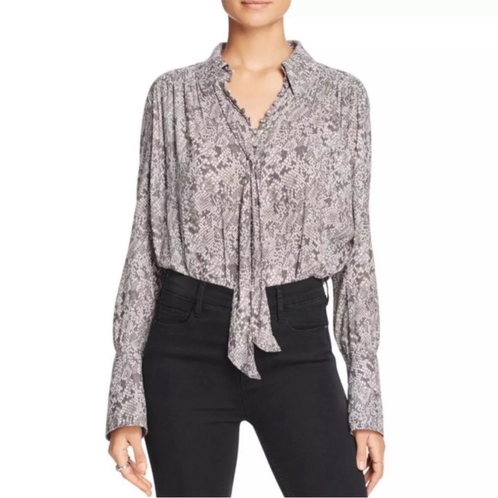 Free People high low snake print blouse